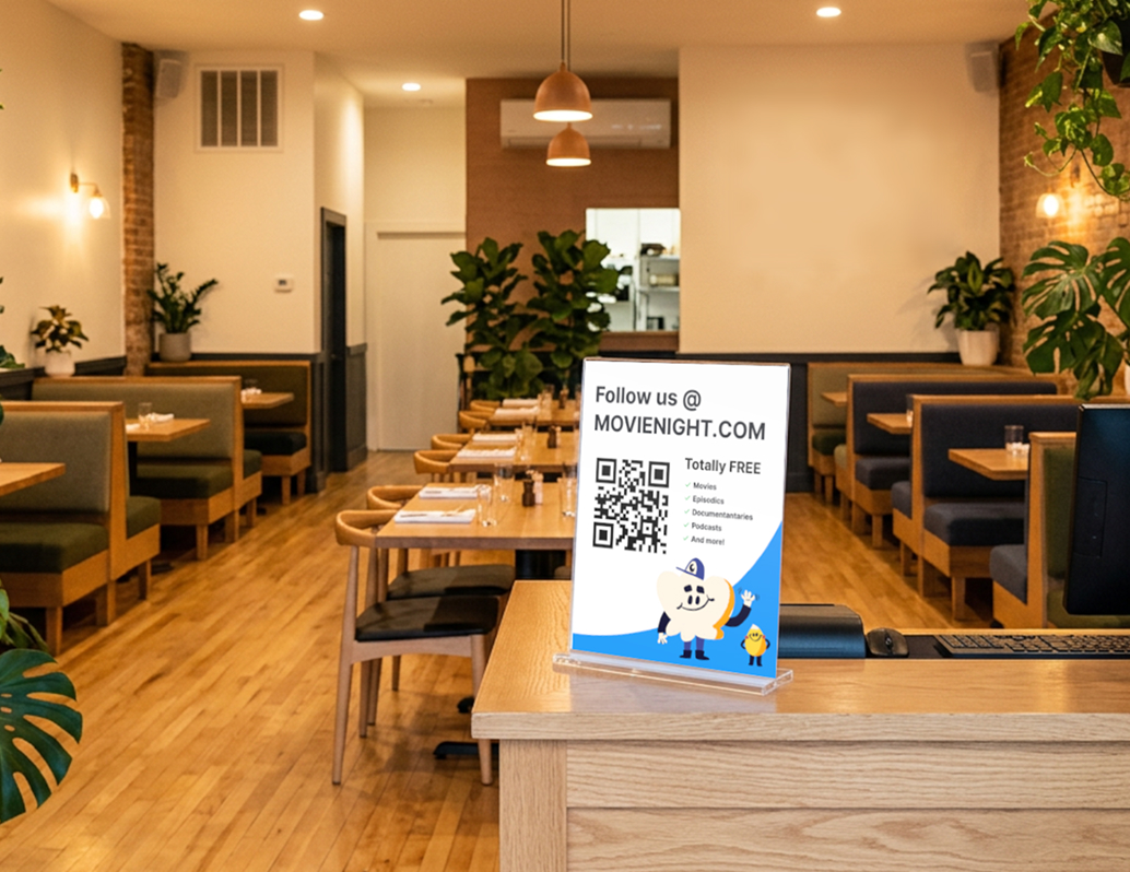 Restaurant with MOVIE NIGHT sign